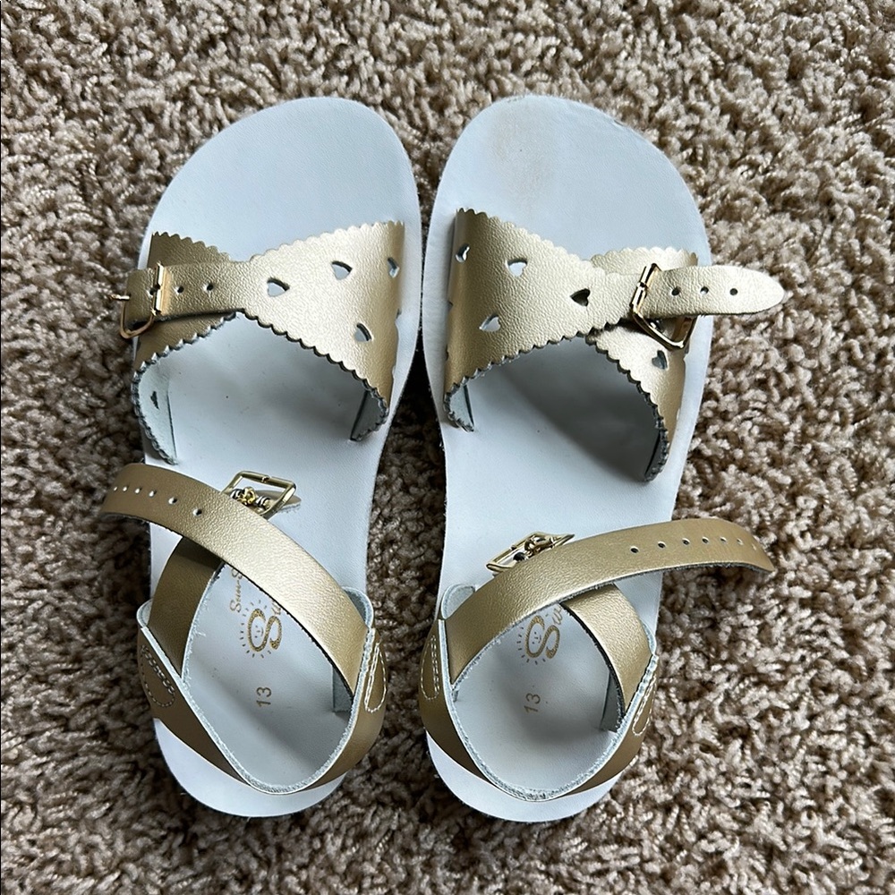 Salt Water Sandals Gold Metallic Crisscross Sandals